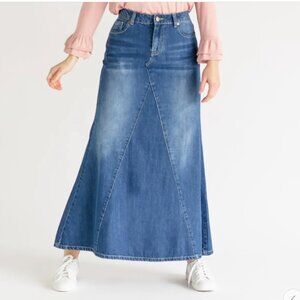 Inherit Clothing Company sz 14 Jennifer A-Line Long Denim Maxi Skirt Modest